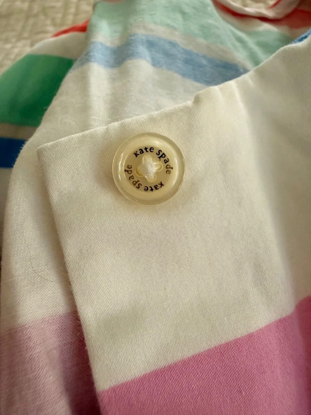 Kate Spade Multi Cape Stripe Shirtdress, Pastel Cotton Dress size